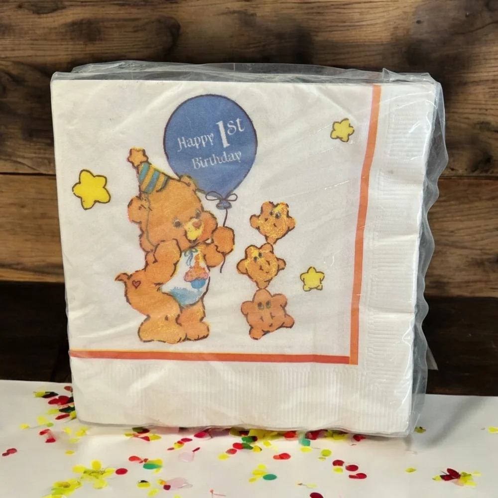 NOS Vintage Care Bears 1st Birthday Napkins from American Greetings